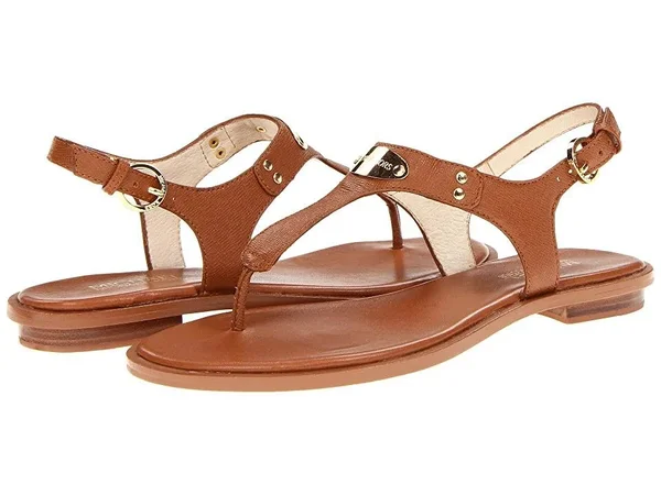 Michael Michael Kors MK Plate Flat Thong Sandals - Luggage