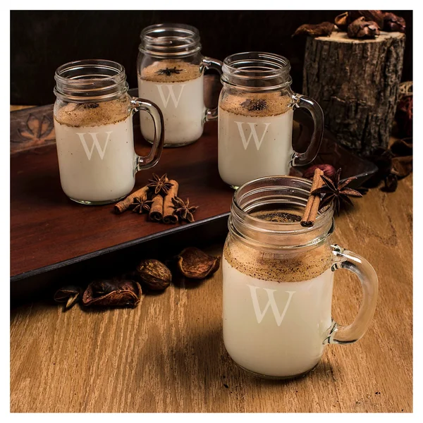 Cathy&s Concepts Personalized Set of 4 Old Fashioned Drinking Jars
