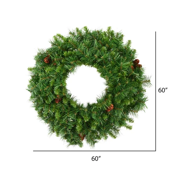 Vickerman A801060 60 in. Cheyenne Pine Wreath 40 Cones
