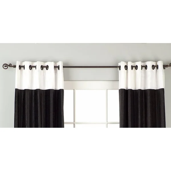 Signature Black and White Ring Top Velvet Curtain Panel - Piece