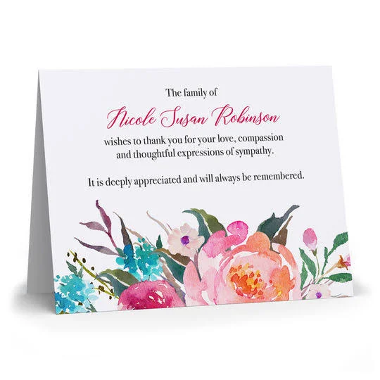 Personalized Watercolor Peonies Sympathy Cards