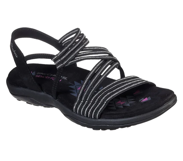 Skechers Reggae Slim - Stretch Slinky Sandals, Black, 5.0
