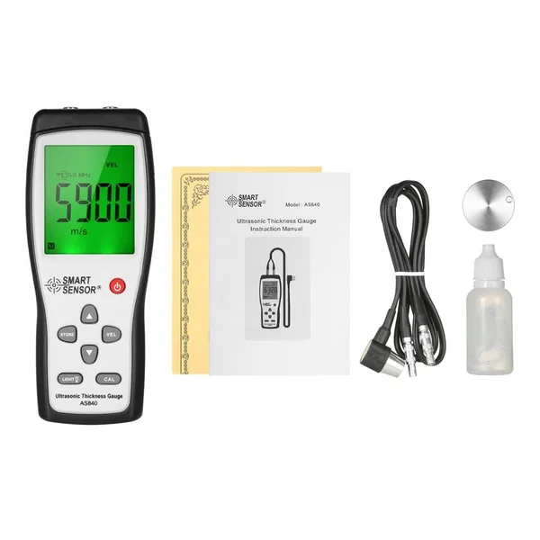 Smart Sensor Professional Ultrasonic Thickness Gauge Handheld LCD Digital Thickness Tester Depth Meter Range 1.2~225mm High Accu
