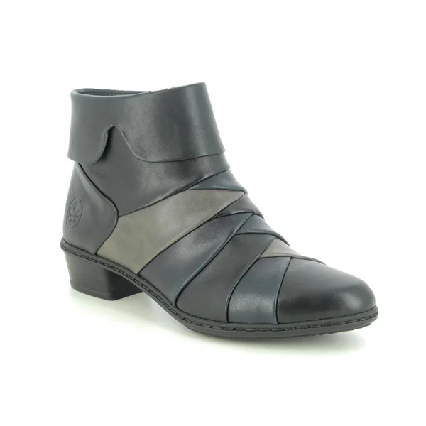 Rieker Y0791-01 Black/Navy 42 EU Womens Ankle Boots