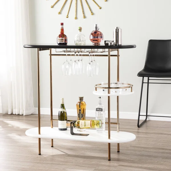 Southern Enterprises Dagney Wine & Bar Table with Glassware Storage
