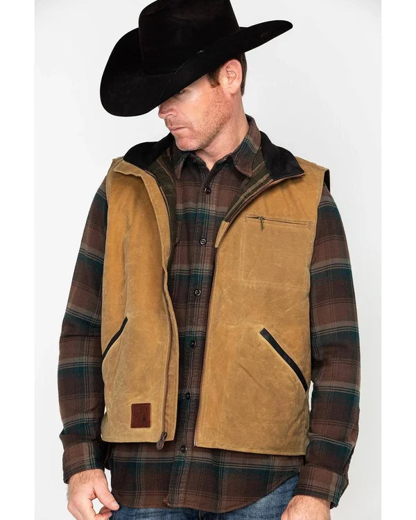 Outback Men's Trading Oilskin Sawbuck Vest - Tan, XL