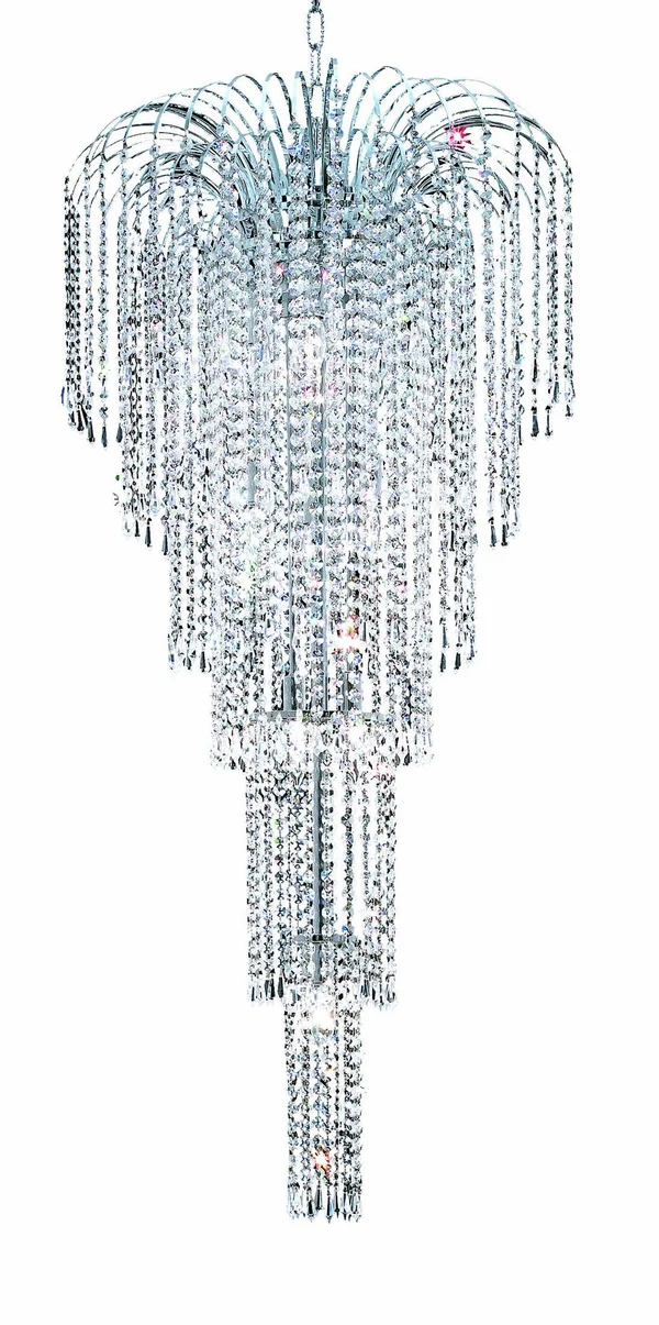 Elegant Lighting V6801G21C/RC Falls 9 Light Chrome Chandelier Clear Royal Cut Crystal