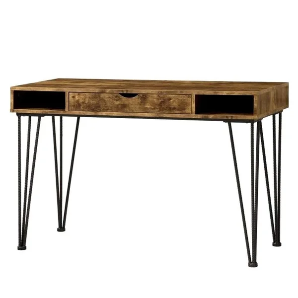 Mid-Century Industrial Rustic Design Home Office Computer Writing Desk - Brown
