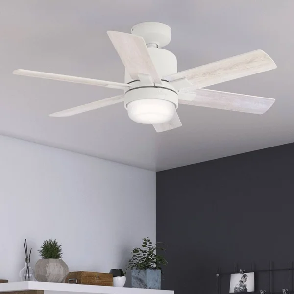 Hunter 50955 Radeon Smart Fan with LED Light 44 inch Ceiling Fan in Matte White