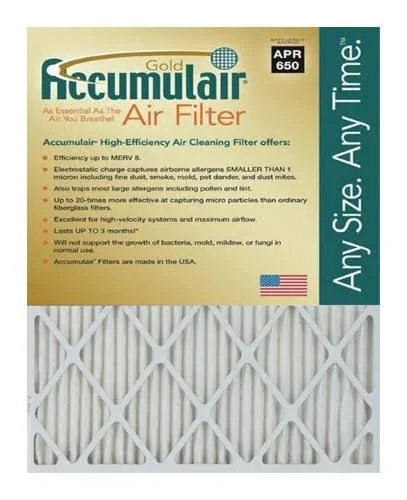 Accumulair Gold 1 inch Air Filter - 4-Pack, Size: 14x36x1 (Actual Size)