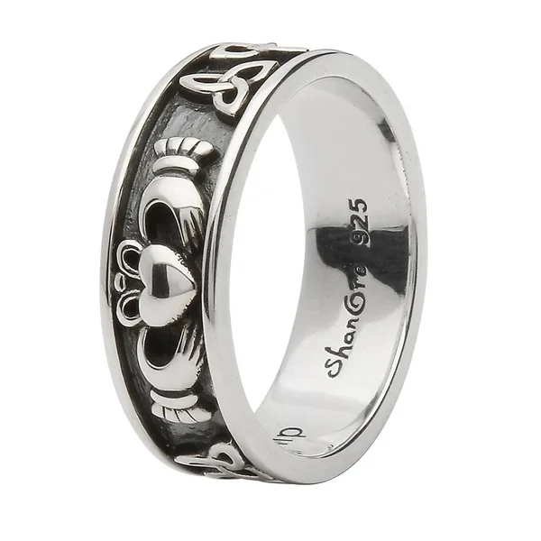 Retired Unisex Sterling Silver Claddagh and Trinity Wedding Ring SU-SD21 - 8