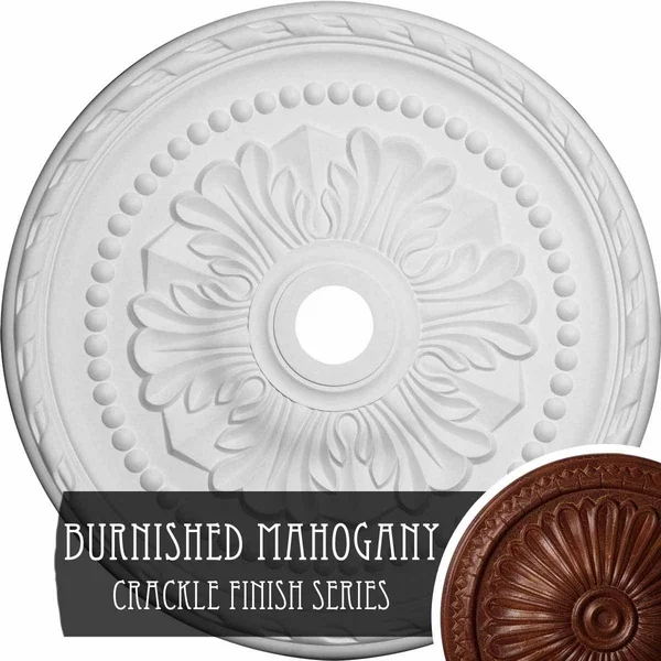 31 1/2x22OD x 3 5/8x22ID x 1 3/4x22P Palmetto Ceiling Medallion (Fits Canopies Up to 7 5/8x22), Hand-Painted Burnished Mahogany