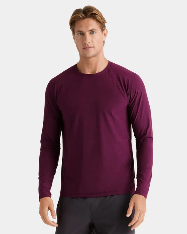 Men's Rhone Reign Long Sleeve Performance T-Shirt, Size Medium - Purple