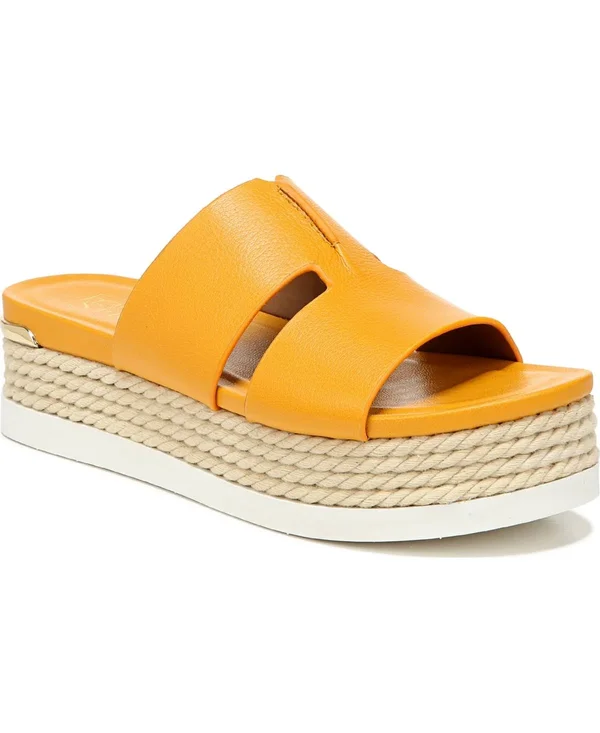 Franco Sarto Women's Kenny Platform Slide, Goldenrod Bazini Leather