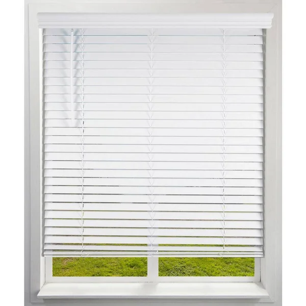 Arlo Blinds White Cordless Faux Wood Blinds with 2 in. Slats 27.5 in. W x 73 in. L
