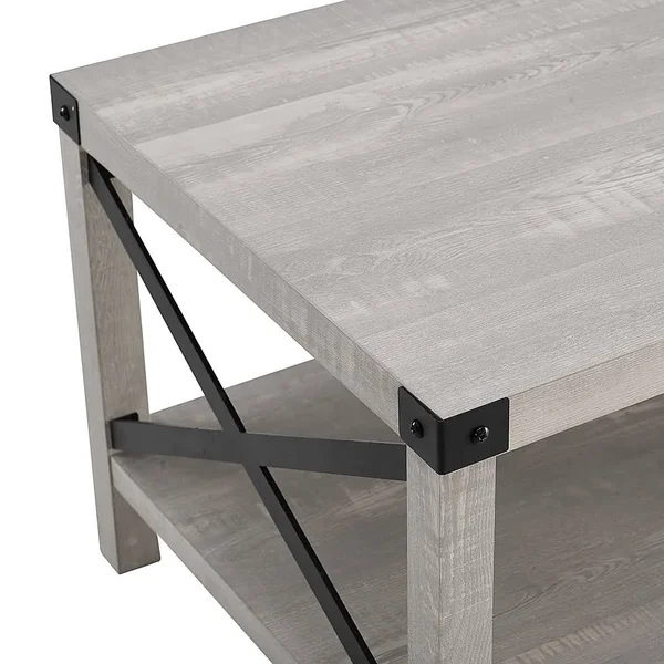 Walker Edison - Rustic Farmhouse Wood Coffee Table - Stone Gray