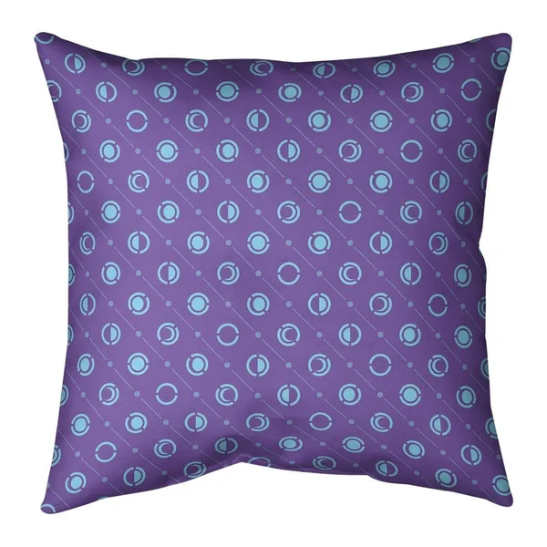 Two Color Moon Phases with Various Blues Throw Pillow - 16 x 16 - Teal & Navy Blue - Cotton