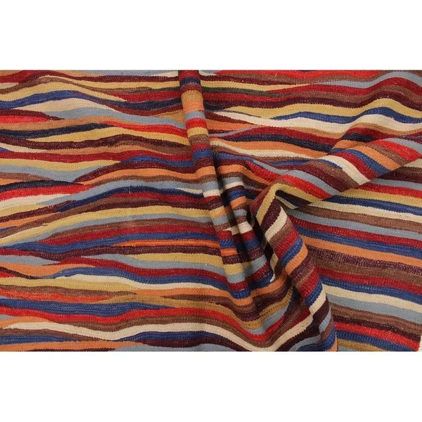 Geometric Kilim Nativida Red Blue Hand Woven Area Rugs 6x8
