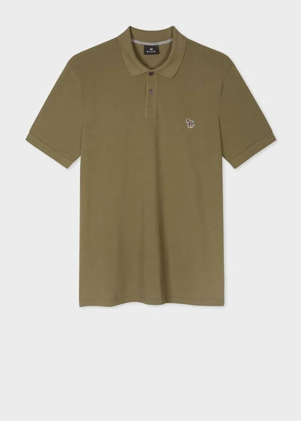 Paul Smith Organic Cotton-Pique Zebra Polo Shirt - Khaki, M2R-183KZ