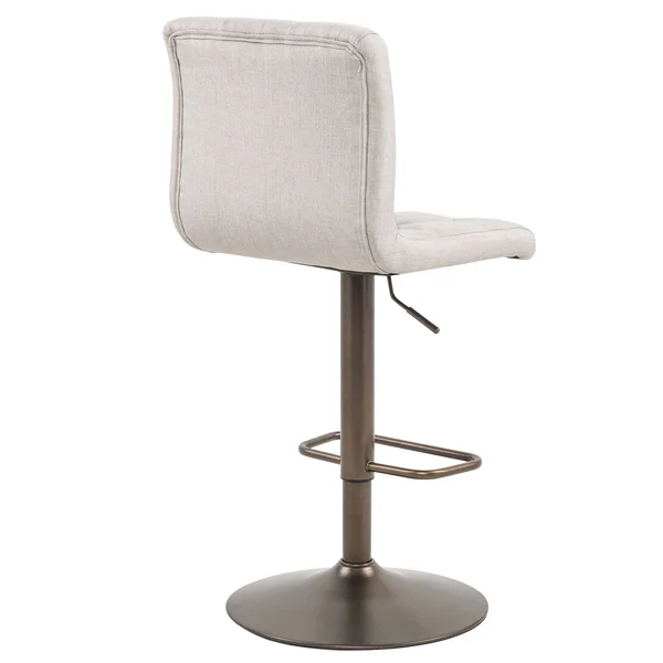 Set of 2 Beige and Brown Contemporary Adjustable Height Stools 42.5x22