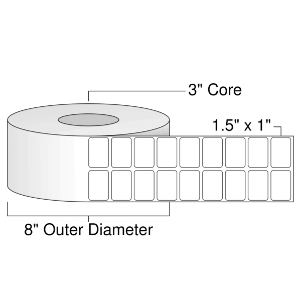 1.5x22 x 1x22 Thermal TRANSFER Labels, 1 Roll, 3x22 Core RL2955TT