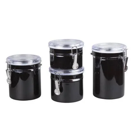 Rebrilliant 4 Piece Kitchen Canister Set - Black