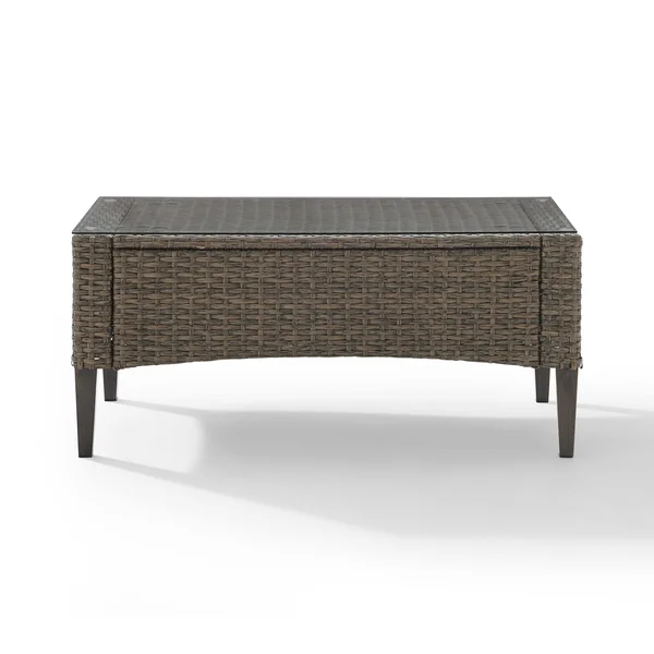 Crosley Rockport Outdoor Wicker Coffee Table Brown