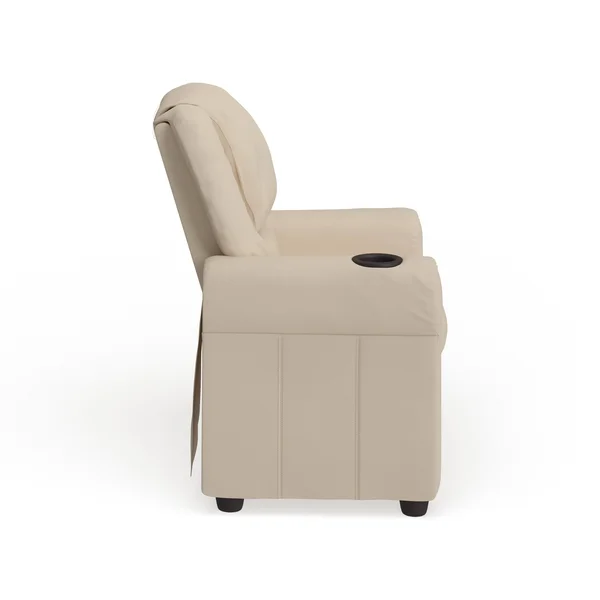 Lancaster Home Contemporary Green Vinyl Kids Recliner with Cup Holder and Headrest