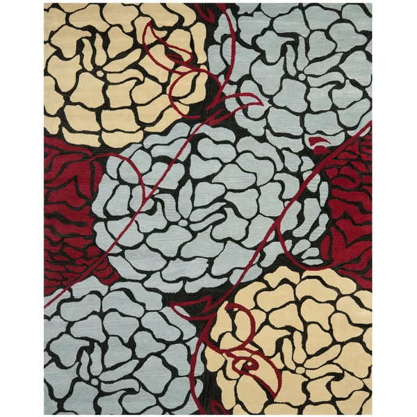 Safavieh Wyndham WYD321A Charcoal - Red Rug 7& 0x22 x 7& 0x22 Round