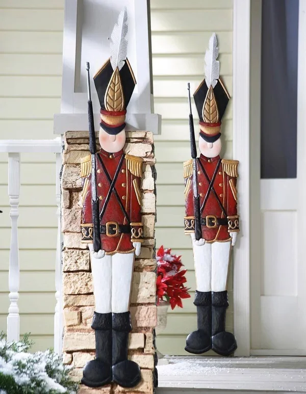 ct Discount Store Deep Red Jacket Metal Toy Soldiers Nutcracker Christmas Spirit Holiday Wall Hanging Decoration (A Set 0F 2 Met