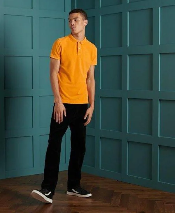 Superdry Organic Cotton Vintage Destroyed Polo Shirt - Yellow