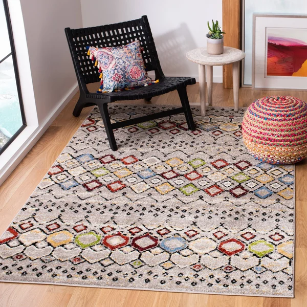 Safavieh Amsterdam AMS108K 5&1x22 x 5&1x22 Square Ivory, Multi Area Rug