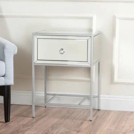 Willa Arlo Interiors Crosby End Table with Storage, Silver