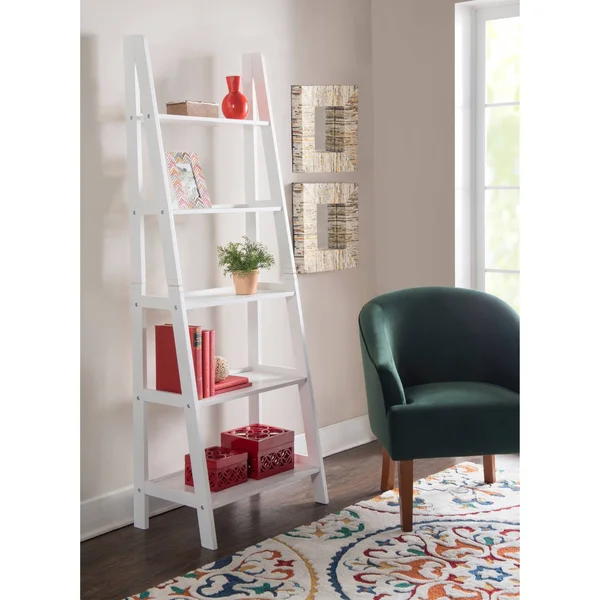 Linon Acadia Ladder Bookshelf, White