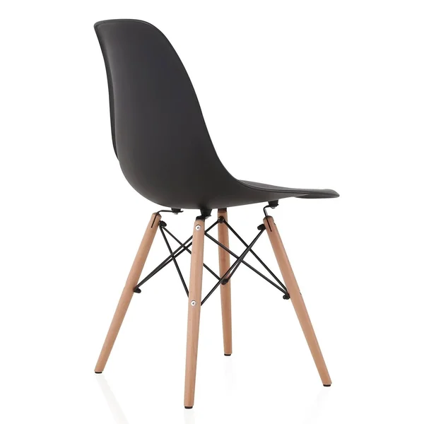 Overstock CozyBlock Set of 2 Molded Black Plastic Dining Shell Chair with Beech Wood Eiffel Legs