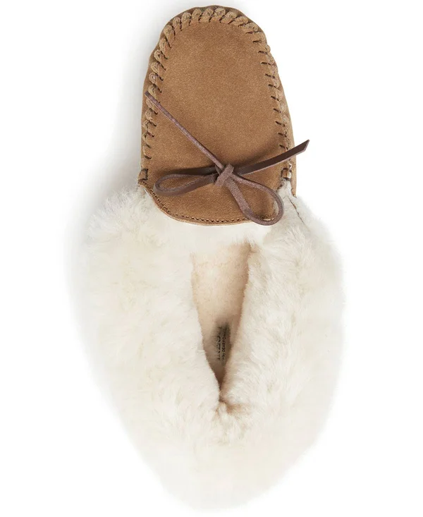 Dearfoams Women's Fireside Brisbane Shearling Moccasin Slipper - Size: 11, Grey Suede