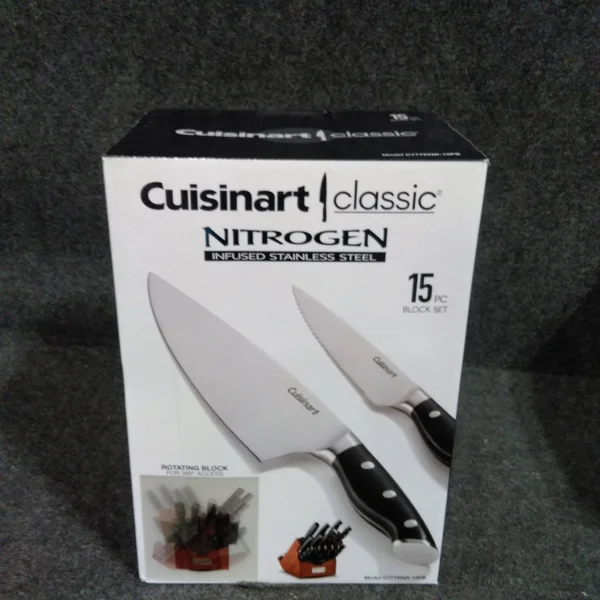 Cuisinart Triple Rivet 15-Piece Rotating Knife Block Set in Acacia