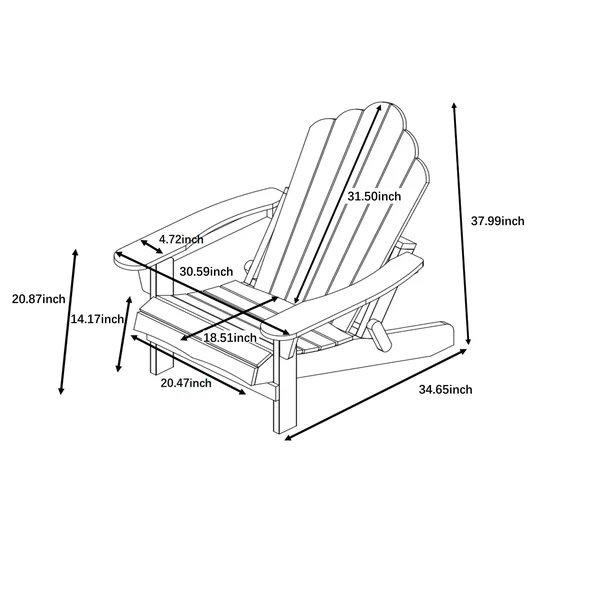 Haven Folding Poly Resin Plastic Adirondack Chair Set of 2 White