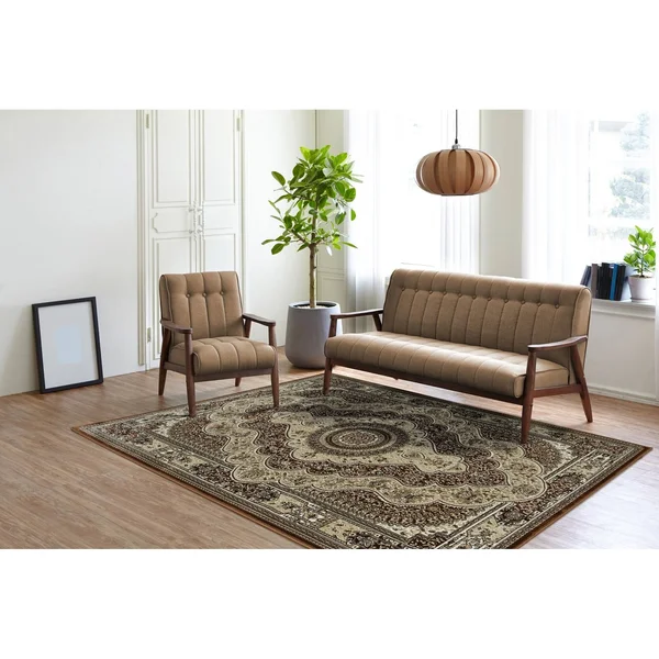 Prime Collection Border Area Rug - 8' Runner - Black/Cream