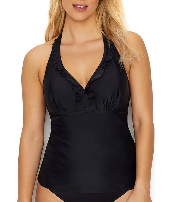 Pour Moi Splash Underwire Halter Tankini Swim Top - Black (6011) 34c