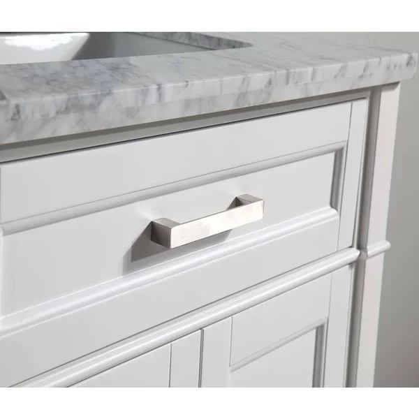 Vanity Art 24 inch Single Sink Bathroom Vanity Set with Carrara Marble Vanity top., White