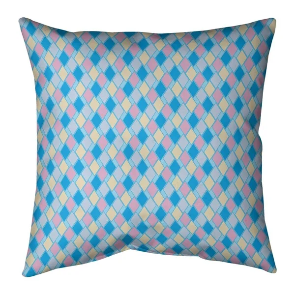Retro Diamonds Indoor/Outdoor Pillow - 20 x 20 - Blue Multicolor - UV Resistant