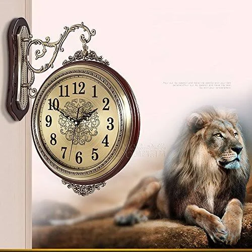 Dowolf 16'' Large Wall Clock Double Sided Clocks 360 Battery Operated Clock Luxury EUR - New