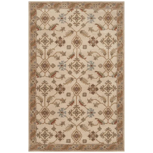 Diva at Home 5' x 8' Aurelius Desert Sand and Bronze Hand Tufted Wool Area Throw Rug