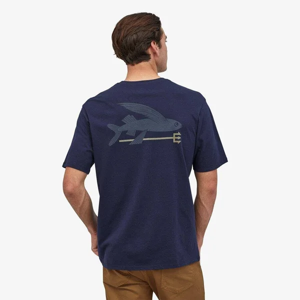 Patagonia Flying Fish Organic T-Shirt - Men's Pigeon Blue/Home Planet - M