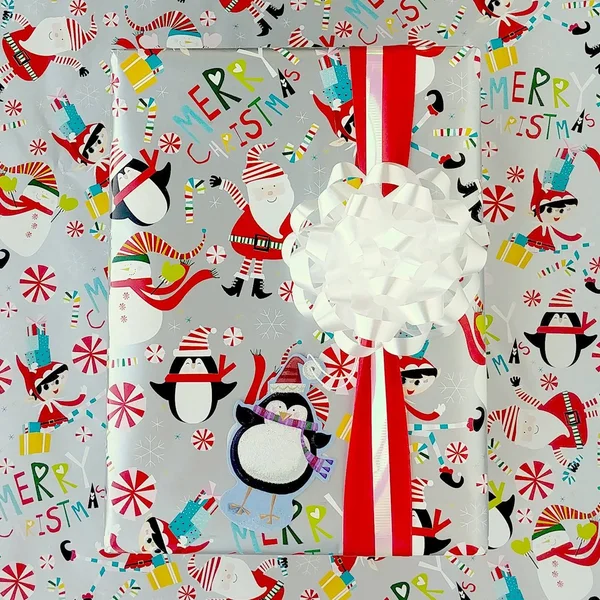 Jillson & Roberts Bulk Ream Roll Christmas Gift Wrap Wrapping Paper, Santa & Snowmen Full Ream 833 ft x 24 in