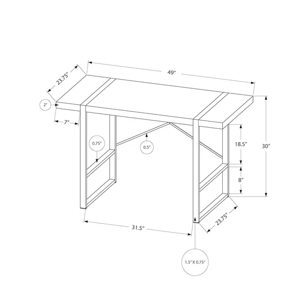 Monarch Specialties White Black Metal 48 inch Computer Desk