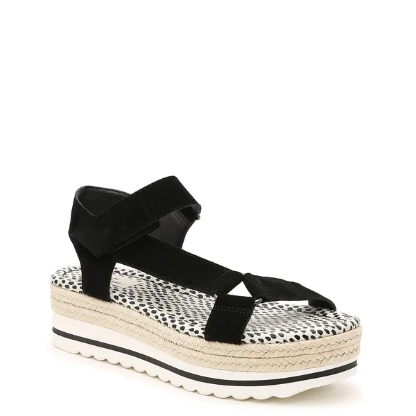 Crown Vintage Korine Espadrille Platform Sandal, Women's, Black Suede, Size 11, Sandals, Ankle Strap, Espadrille, Platfor