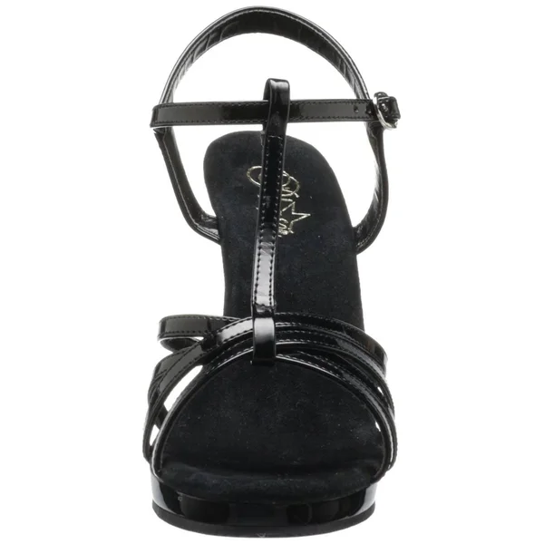 FLAIR-420, 4 1/2x22 Stiletto Heel T-Strap Sandal Black, Size 6