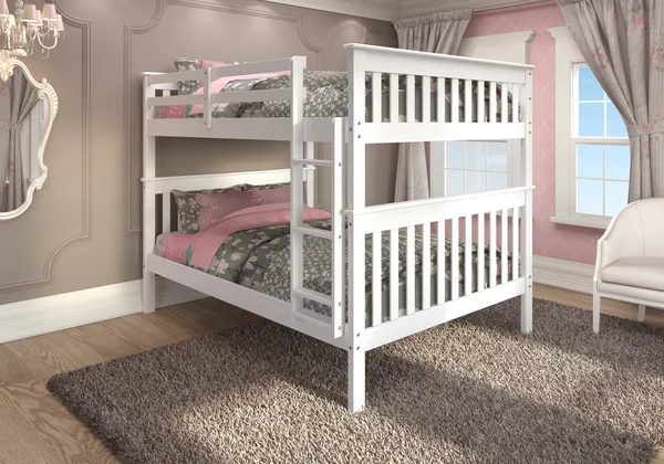 Donco Kids Mission Bunk Bed - Full/Full, White